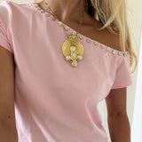 COMING SOON - ADA TOP WITH SHELL BUTTONS IN PINK - scandivv