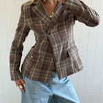 NOOR PLAID BLAZER IN BROWN - scandivv