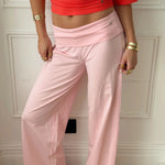 EVA WIDE LEG FOLDOVER PANTS IN PINK - scandivv