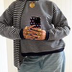 ALVA KNIT WITH SCARF IN NAVY AND GREY - scandivv