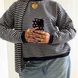 ALVA KNIT WITH SCARF IN NAVY AND GREY - scandivv