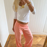 COMING SOON - EVA WIDE LEG FOLDOVER PANTS IN CORAL - scandivv