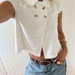 JASSIE BUTTON TOP IN WHITE - scandivv