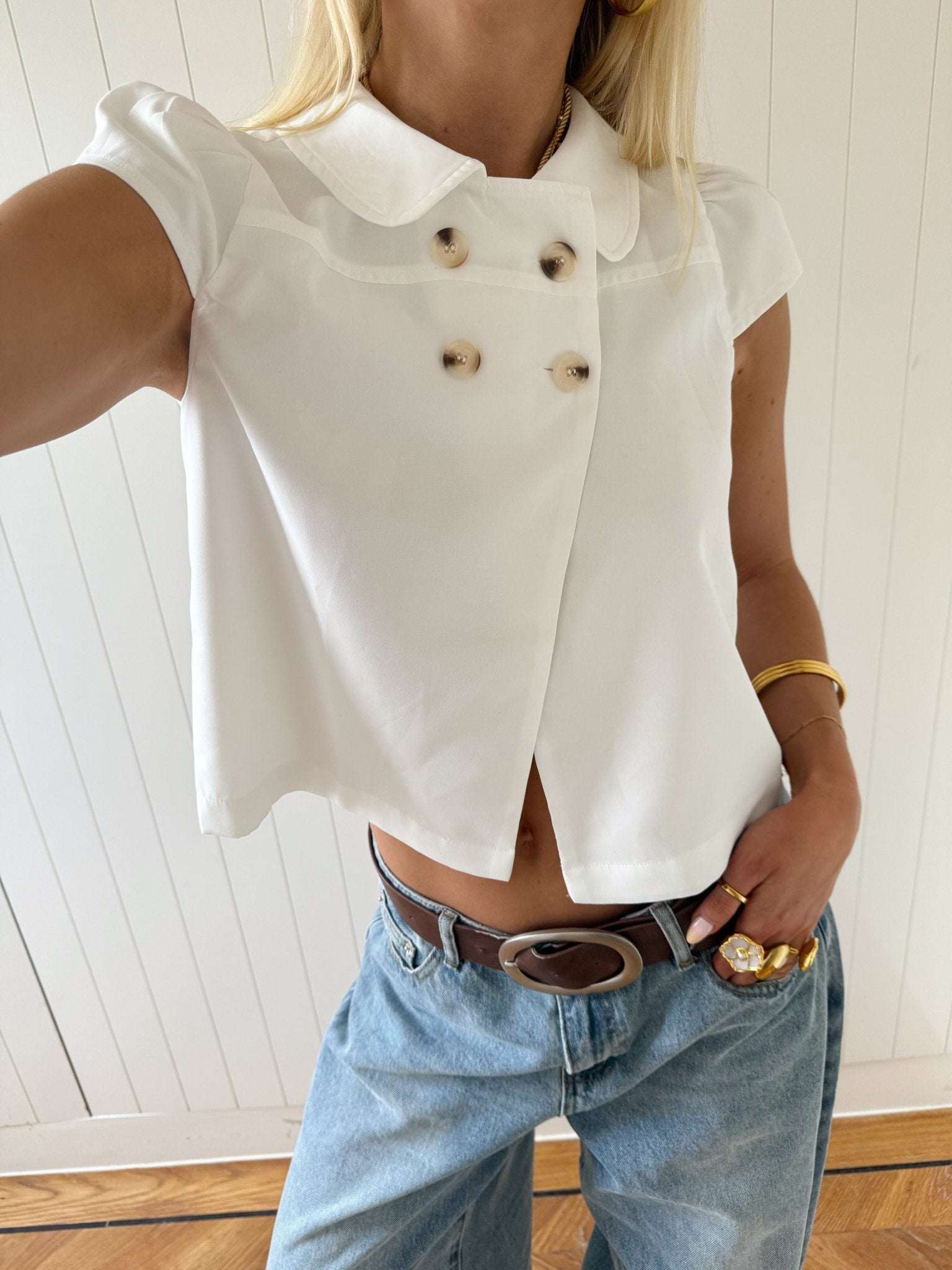 JASSIE BUTTON TOP IN WHITE - scandivv