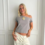 ADA TOP WITH SHELL BUTTONS IN GREY - scandivv