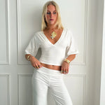 MAEVE SHELL BUTTONS V - NECK TOP IN WHITE - scandivv