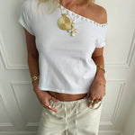 ADA TOP WITH SHELL BUTTONS IN WHITE - scandivv