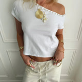 ADA TOP WITH SHELL BUTTONS IN WHITE - scandivv