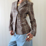 NOOR PLAID BLAZER IN BROWN - scandivv