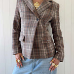 NOOR PLAID BLAZER IN BROWN - scandivv