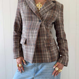 NOOR PLAID BLAZER IN BROWN - scandivv