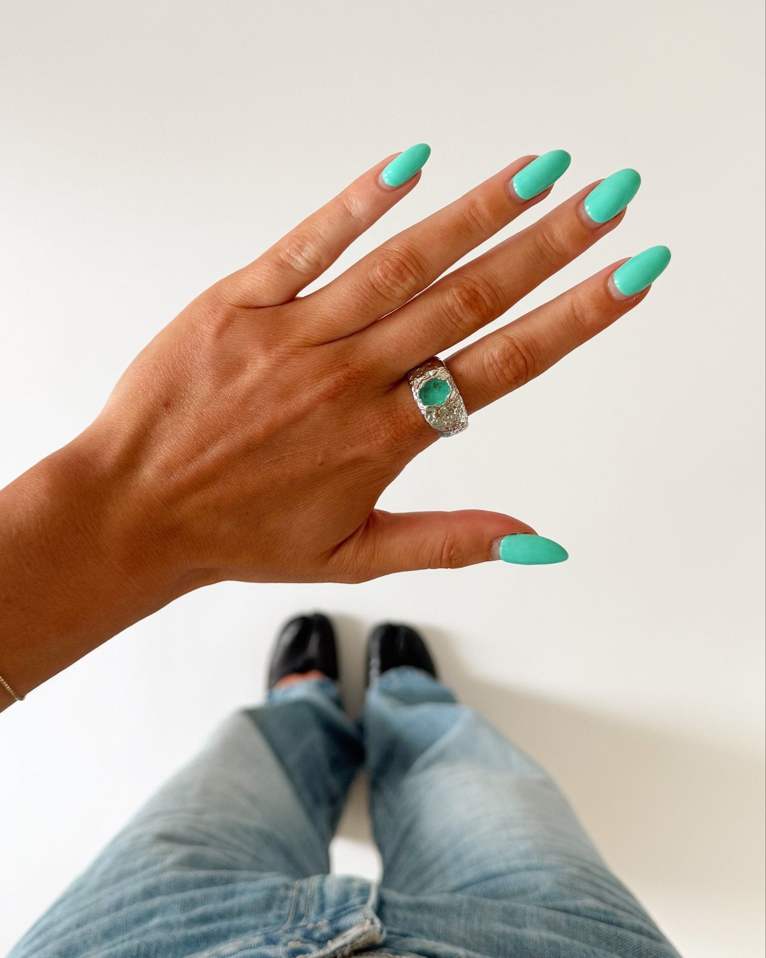 BEER RING SILVER IN AQUA - scandivv