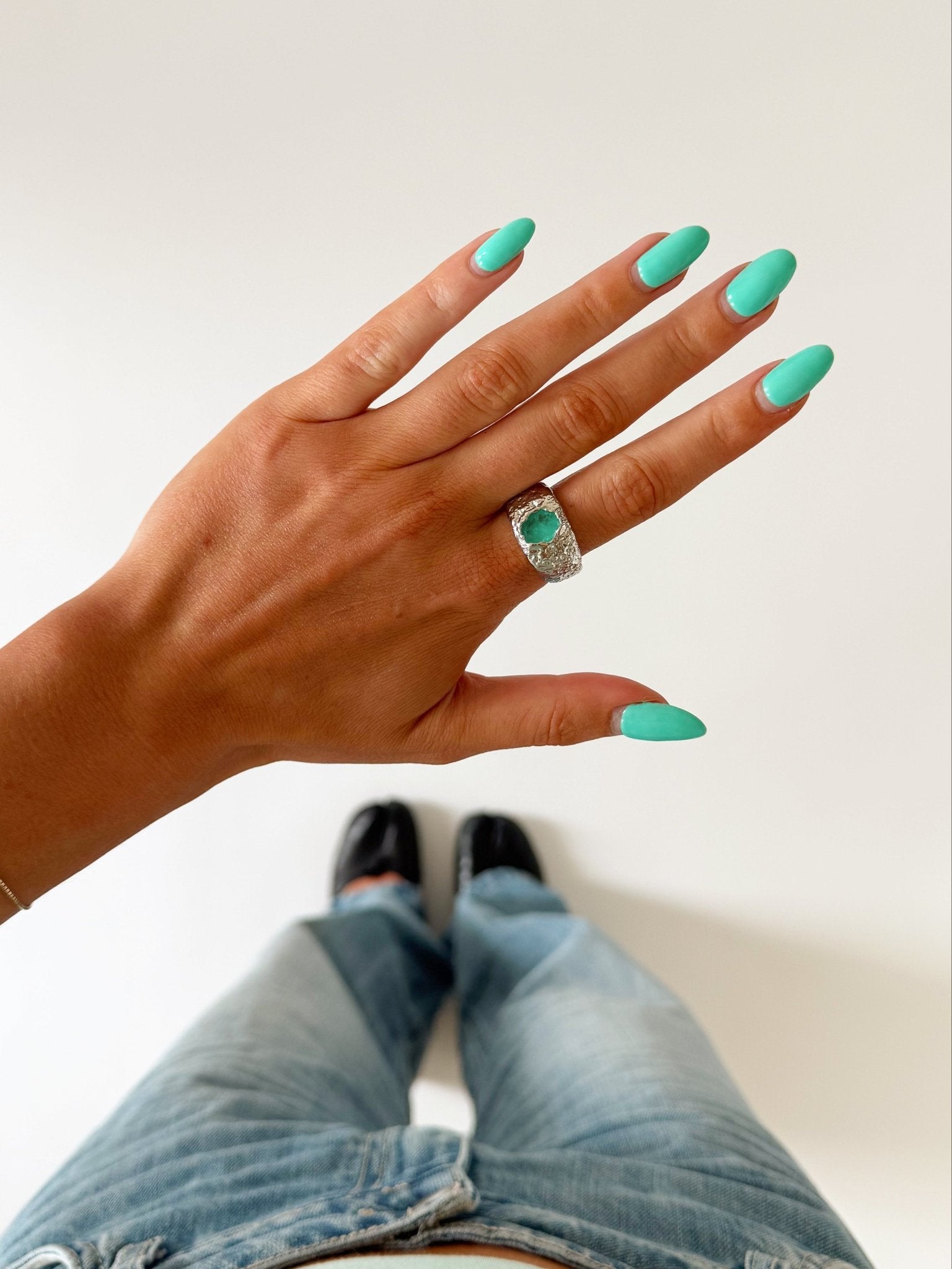 BEER RING SILVER IN AQUA - scandivv