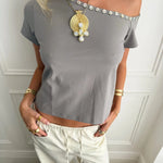 ADA TOP WITH SHELL BUTTONS IN GREY - scandivv