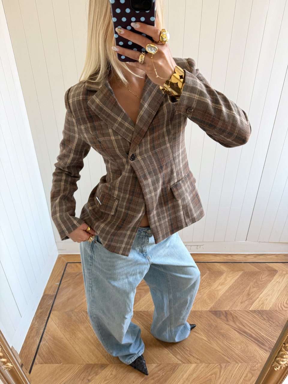 NOOR PLAID BLAZER IN BROWN - scandivv