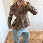 NOOR PLAID BLAZER IN BROWN - scandivv