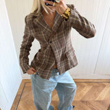 NOOR PLAID BLAZER IN BROWN - scandivv