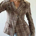 NOOR PLAID BLAZER IN BROWN - scandivv