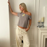 ADA TOP WITH SHELL BUTTONS IN GREY - scandivv