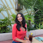 EDDA V-NECK 3/4 SLEEVE TOP IN CORAL RED - scandivv
