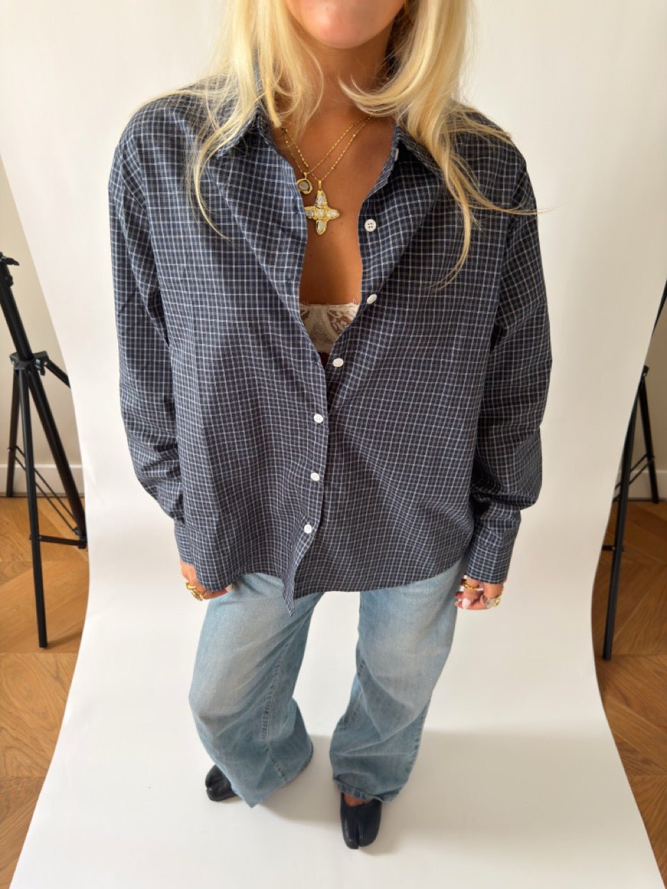 PREORDER - STEVIE PLAID SHIRT IN NAVY - scandivv