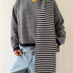 ALVA KNIT WITH SCARF IN NAVY AND GREY - scandivv