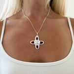 RENS NECKLACE SILVER IN RED - scandivv