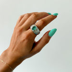 BEER RING SILVER IN AQUA - scandivv