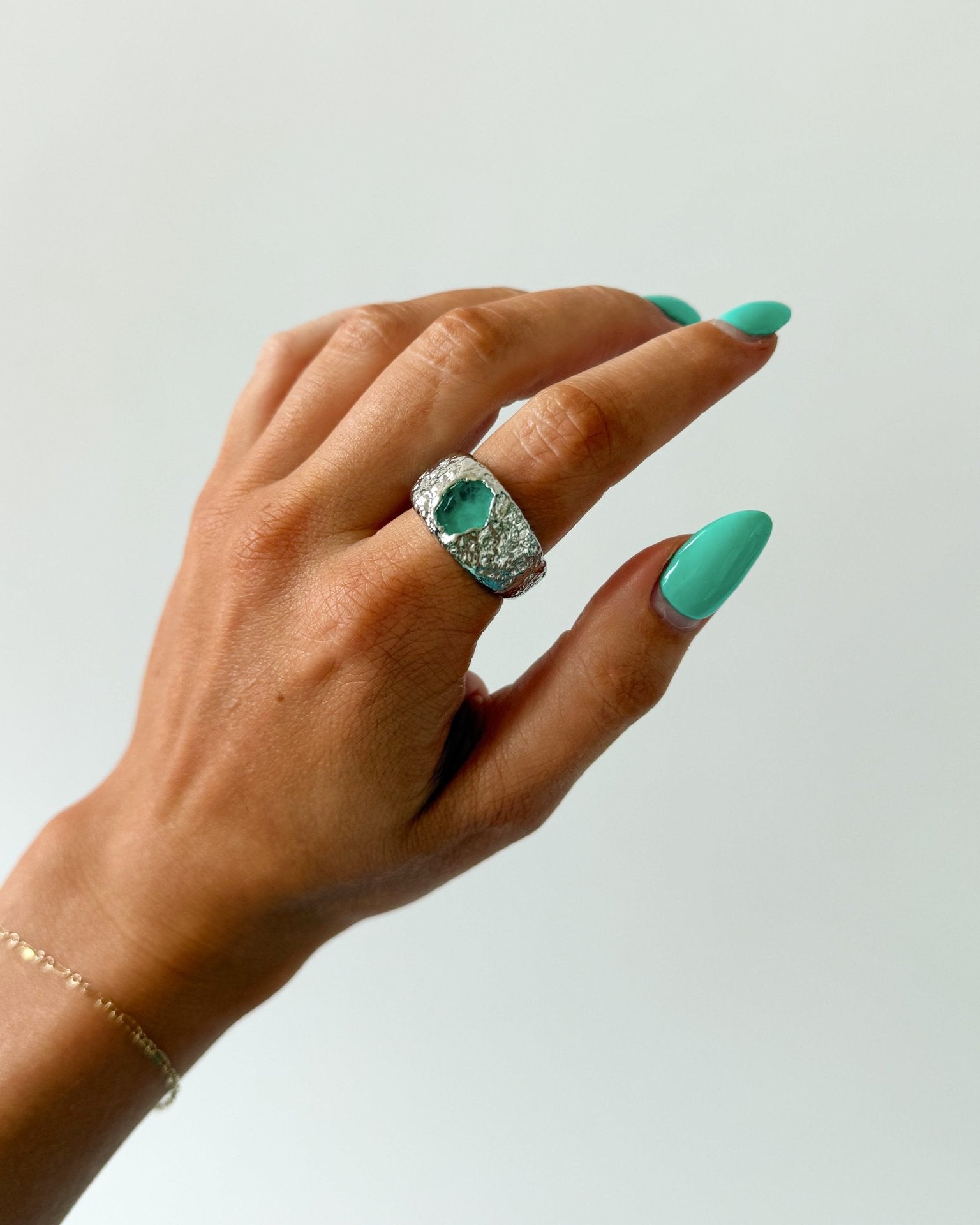 BEER RING SILVER IN AQUA - scandivv