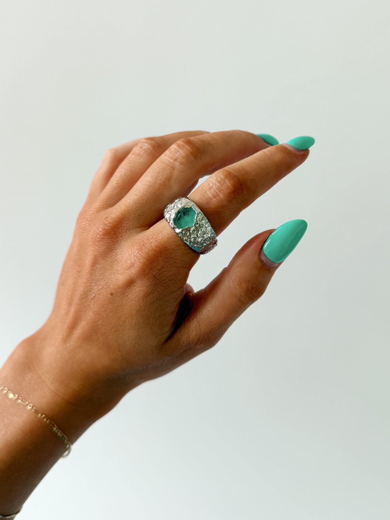 BEER RING SILVER IN AQUA - scandivv