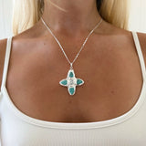 RENS NECKLACE SILVER IN AQUA - scandivv