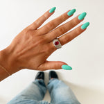 BEER RING SILVER IN RED - scandivv