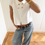 JASSIE BUTTON TOP IN WHITE - scandivv