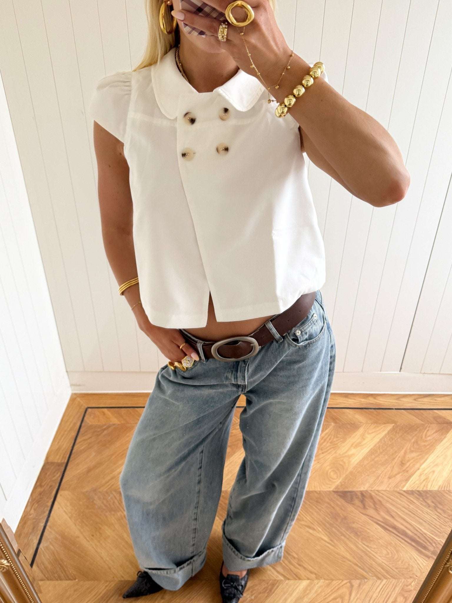JASSIE BUTTON TOP IN WHITE - scandivv