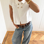 JASSIE BUTTON TOP IN WHITE - scandivv