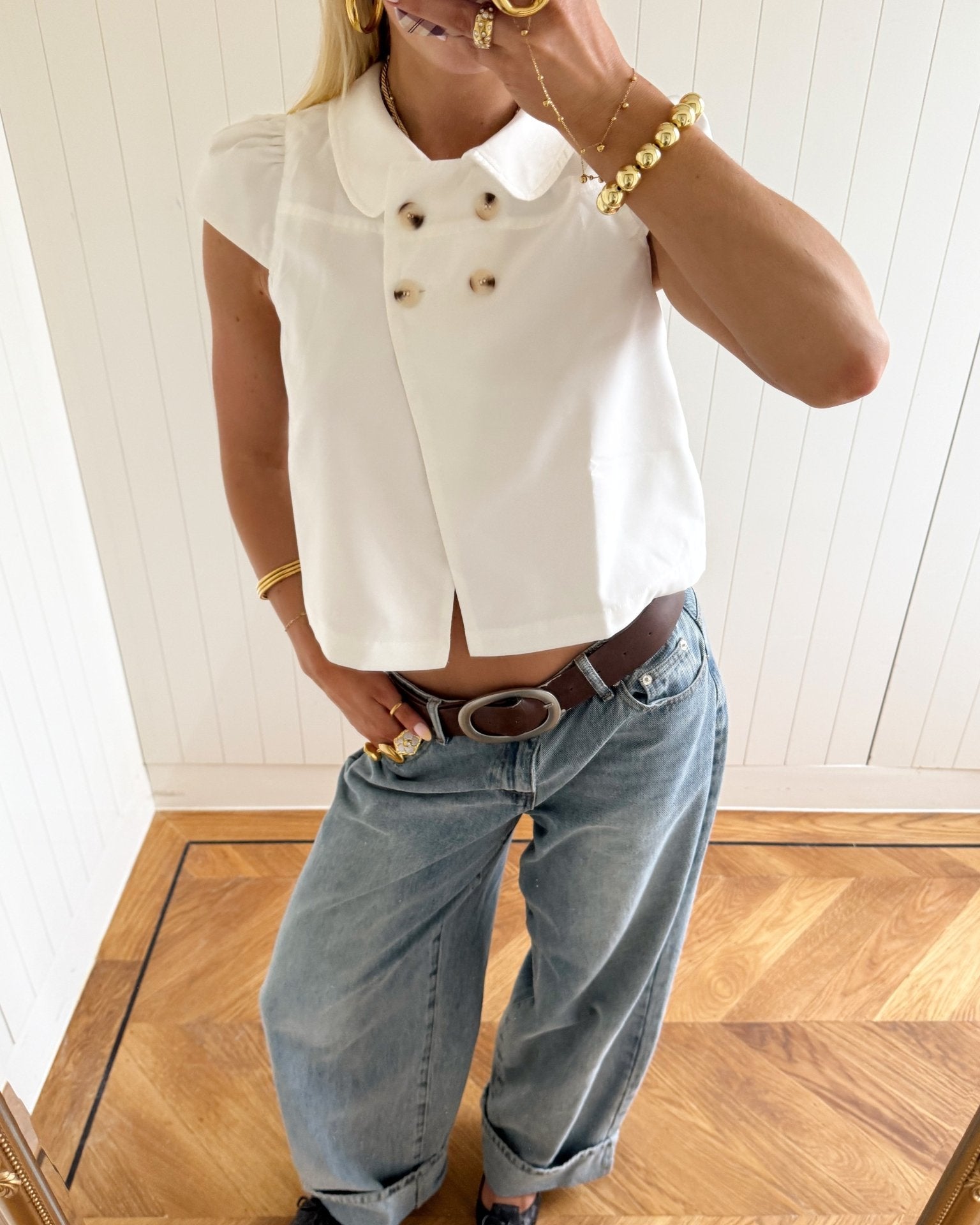 JASSIE BUTTON TOP IN WHITE - scandivv