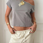 ADA TOP WITH SHELL BUTTONS IN GREY - scandivv