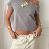 ADA TOP WITH SHELL BUTTONS IN GREY - scandivv