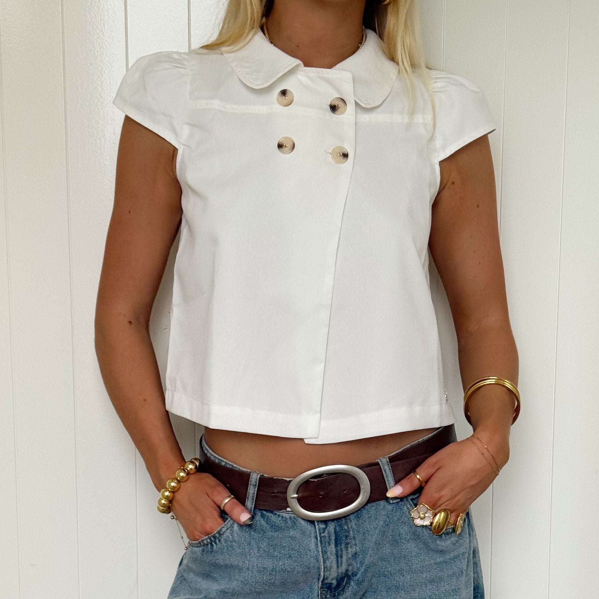 JASSIE BUTTON TOP IN WHITE - scandivv