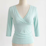 COMING SOON - EDDA V - NECK 3/4 SLEEVE TOP IN AQUA - scandivv