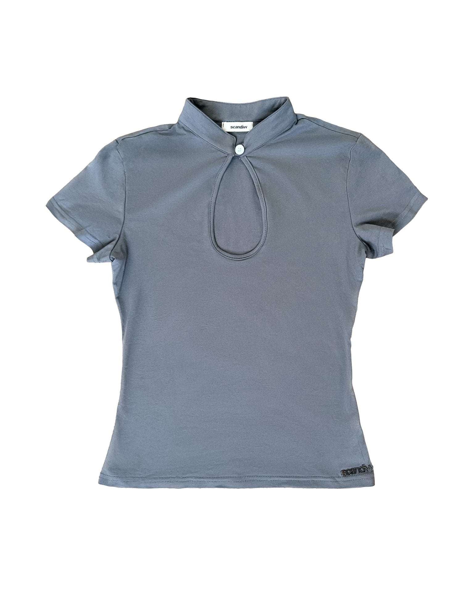 VILDE CUTOUT COLLAR TOP IN GREY - scandivv